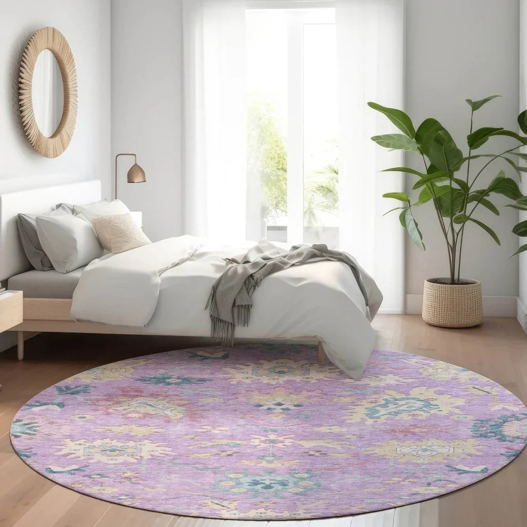 LOOMLAN Rugs Eugene Purple Washable Indoor-Outdoor Rug