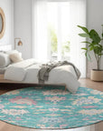 LOOMLAN Rugs Eugene Teal Washable Indoor-Outdoor Rug