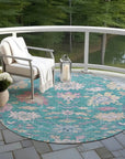 LOOMLAN Rugs Eugene Teal Washable Indoor-Outdoor Rug
