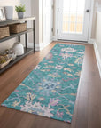 LOOMLAN Rugs Eugene Teal Washable Indoor-Outdoor Rug