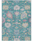 LOOMLAN Rugs Eugene Teal Washable Indoor-Outdoor Rug