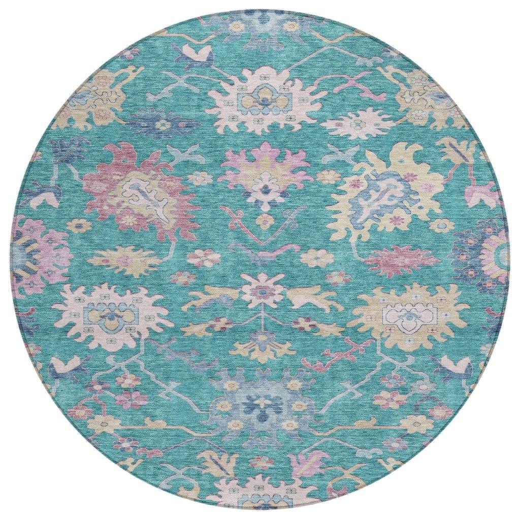 LOOMLAN Rugs Eugene Teal Washable Indoor-Outdoor Rug