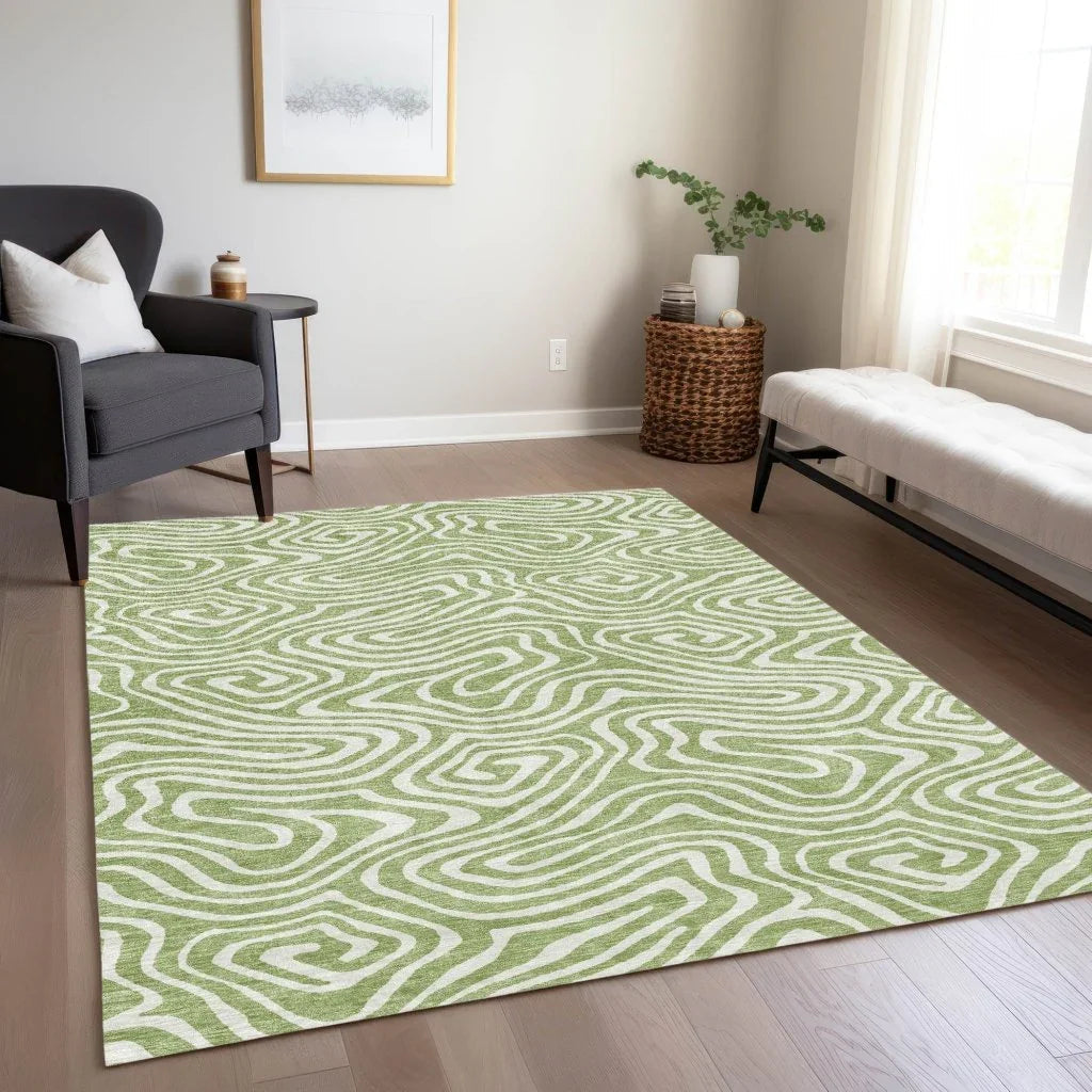 LOOMLAN Rugs Evalora Aloe Washable Indoor-Outdoor Rug