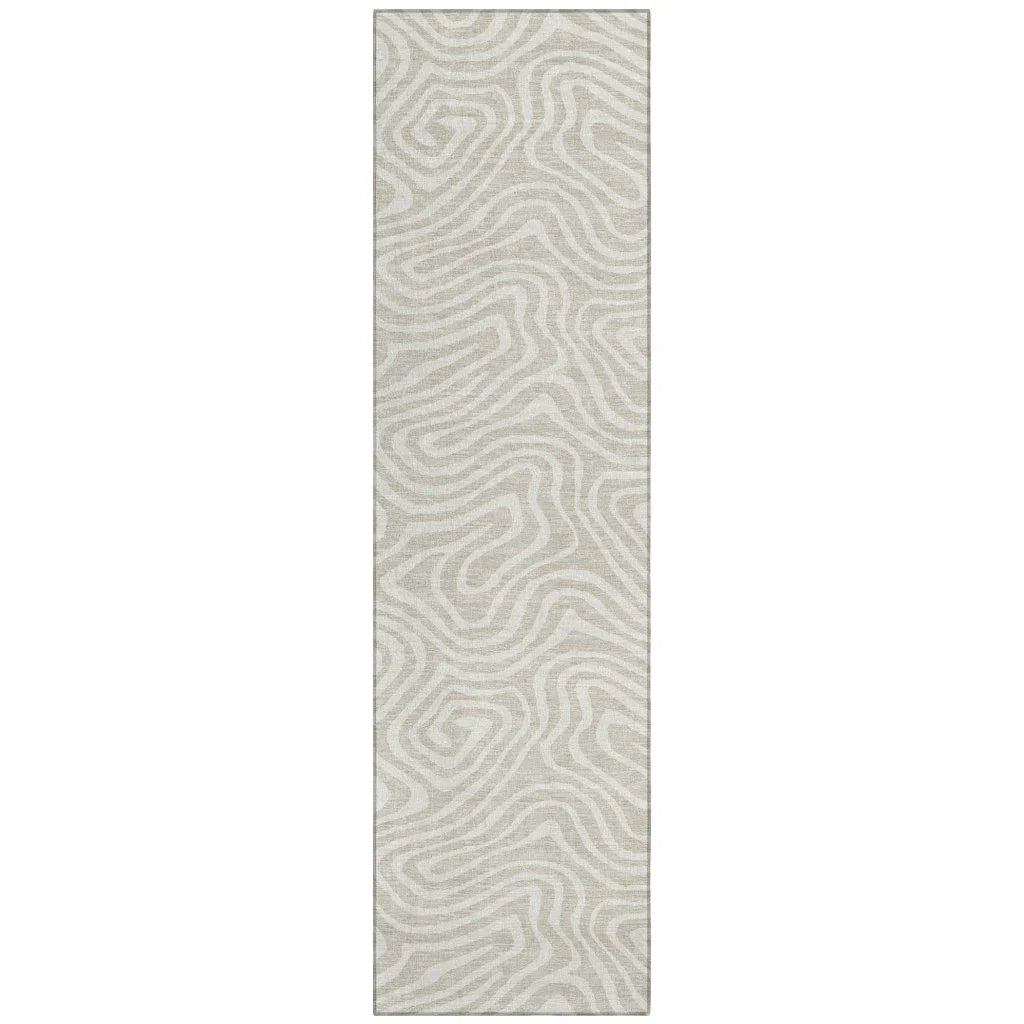 LOOMLAN Rugs Evalora Beige Washable Indoor-Outdoor Rug