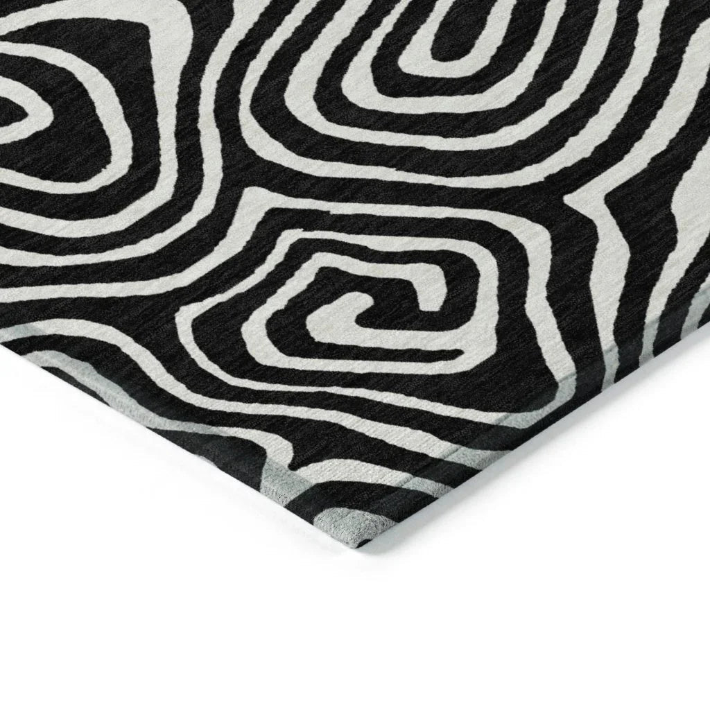 LOOMLAN Rugs Evalora Black Washable Indoor-Outdoor Rug
