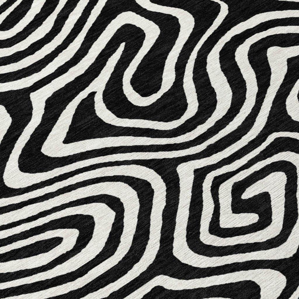 LOOMLAN Rugs Evalora Black Washable Indoor-Outdoor Rug