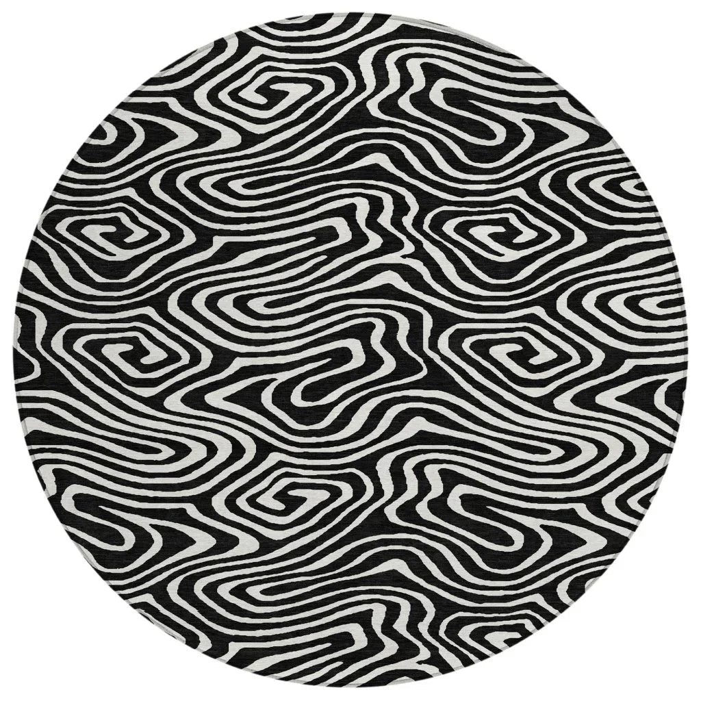 LOOMLAN Rugs Evalora Black Washable Indoor-Outdoor Rug