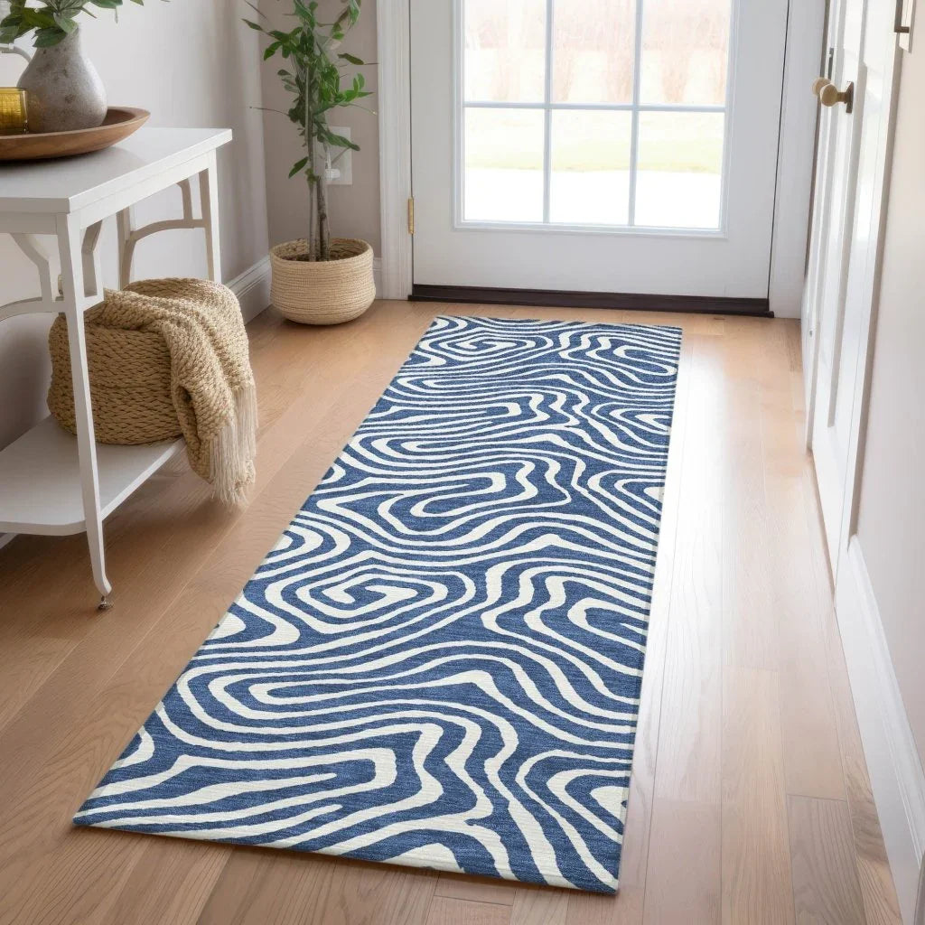 LOOMLAN Rugs Evalora Blue Washable Indoor-Outdoor Rug
