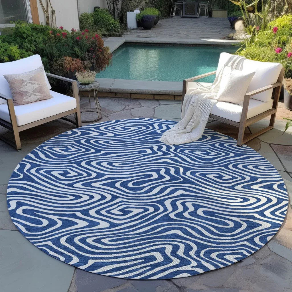 LOOMLAN Rugs Evalora Blue Washable Indoor-Outdoor Rug