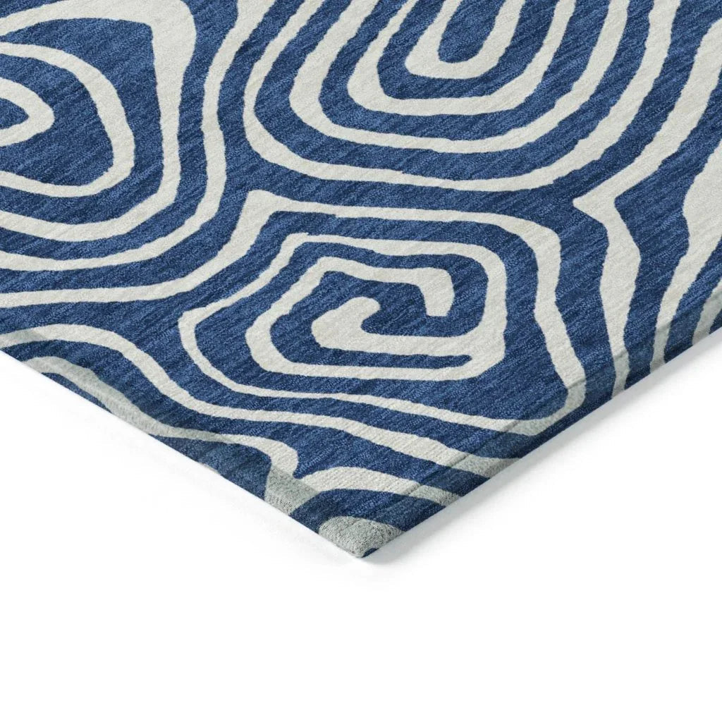 LOOMLAN Rugs Evalora Blue Washable Indoor-Outdoor Rug