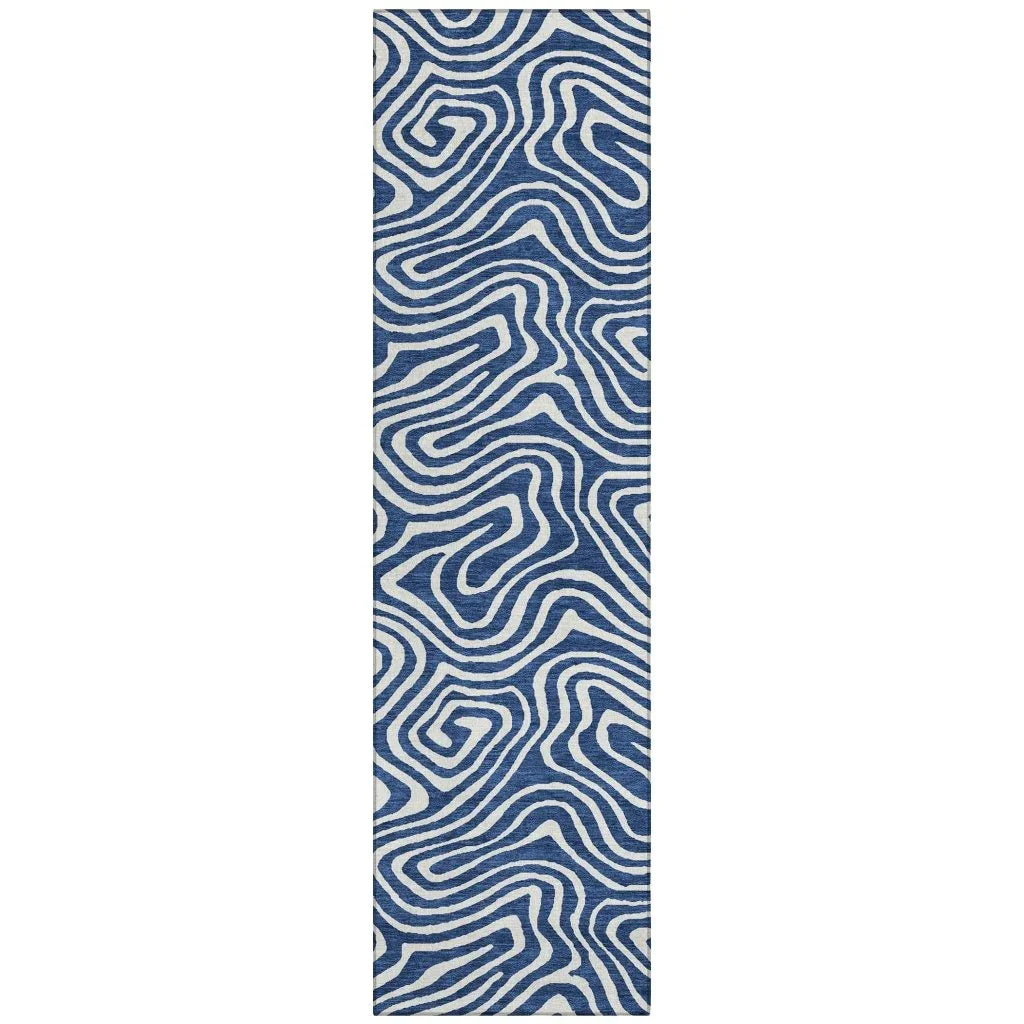 LOOMLAN Rugs Evalora Blue Washable Indoor-Outdoor Rug