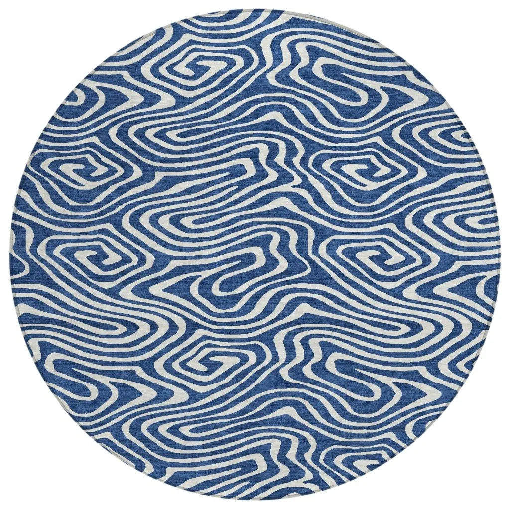 LOOMLAN Rugs Evalora Blue Washable Indoor-Outdoor Rug