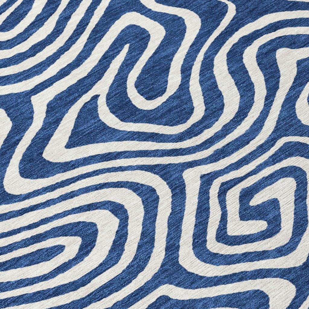 LOOMLAN Rugs Evalora Blue Washable Indoor-Outdoor Rug