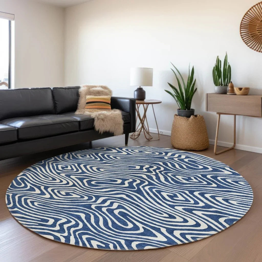 LOOMLAN Rugs Evalora Blue Washable Indoor-Outdoor Rug