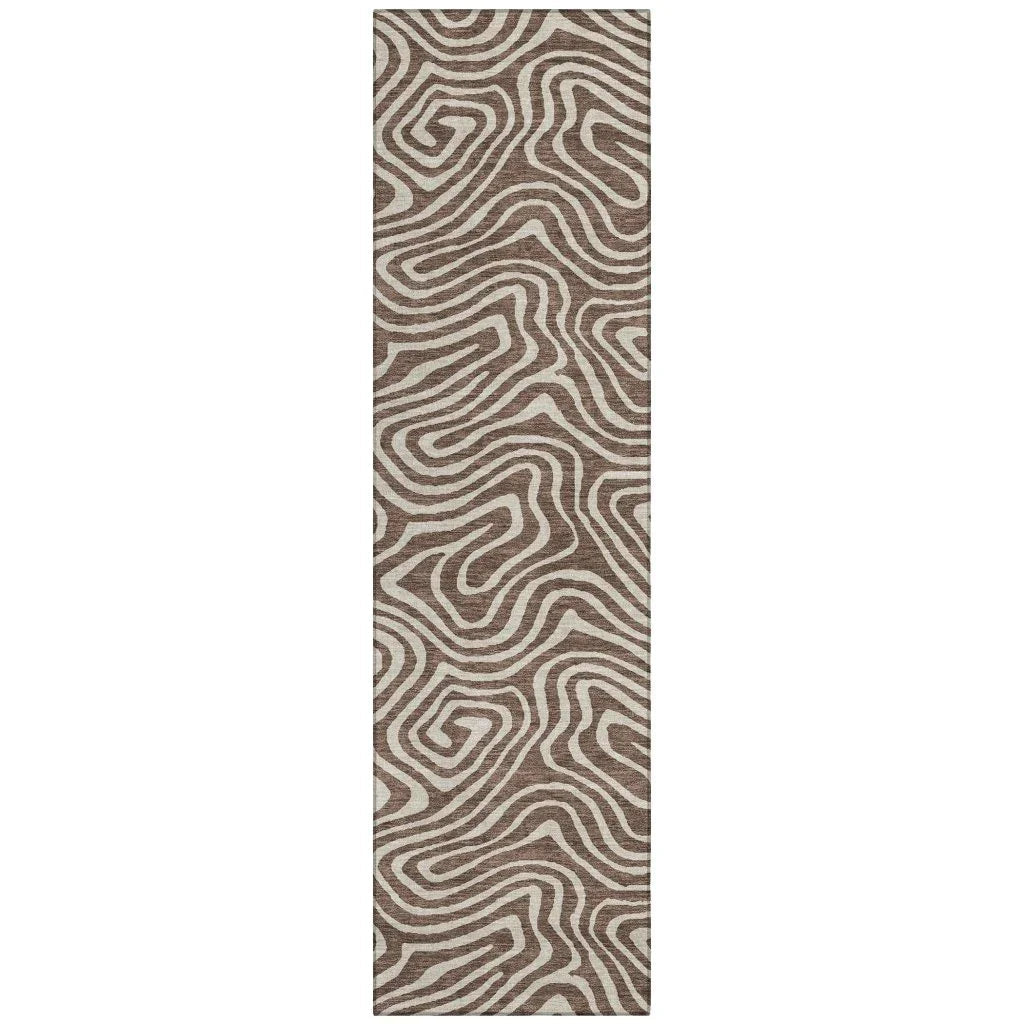 LOOMLAN Rugs Evalora Brown Washable Indoor-Outdoor Rug