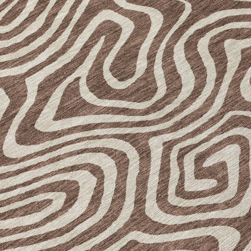 LOOMLAN Rugs Evalora Brown Washable Indoor-Outdoor Rug
