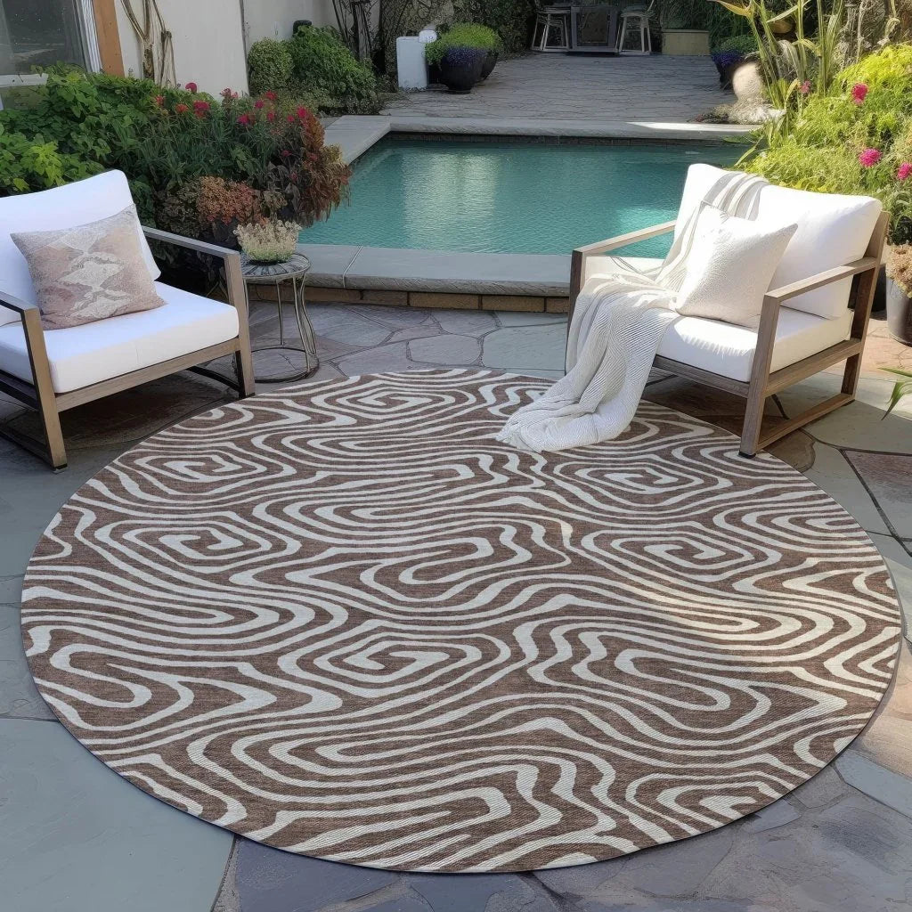 LOOMLAN Rugs Evalora Brown Washable Indoor-Outdoor Rug