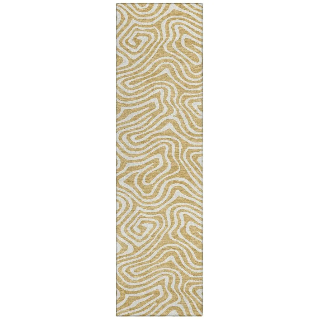 LOOMLAN Rugs Evalora Gold Washable Indoor-Outdoor Rug
