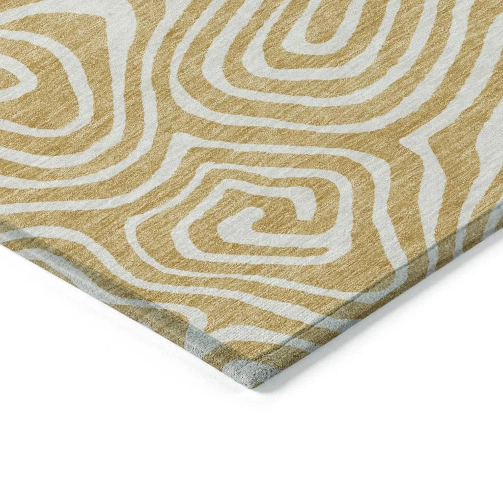 LOOMLAN Rugs Evalora Gold Washable Indoor-Outdoor Rug