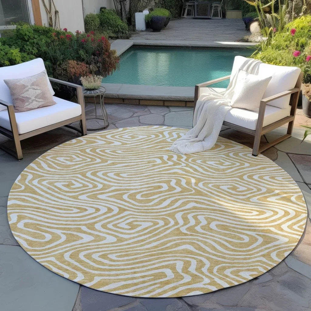 LOOMLAN Rugs Evalora Gold Washable Indoor-Outdoor Rug