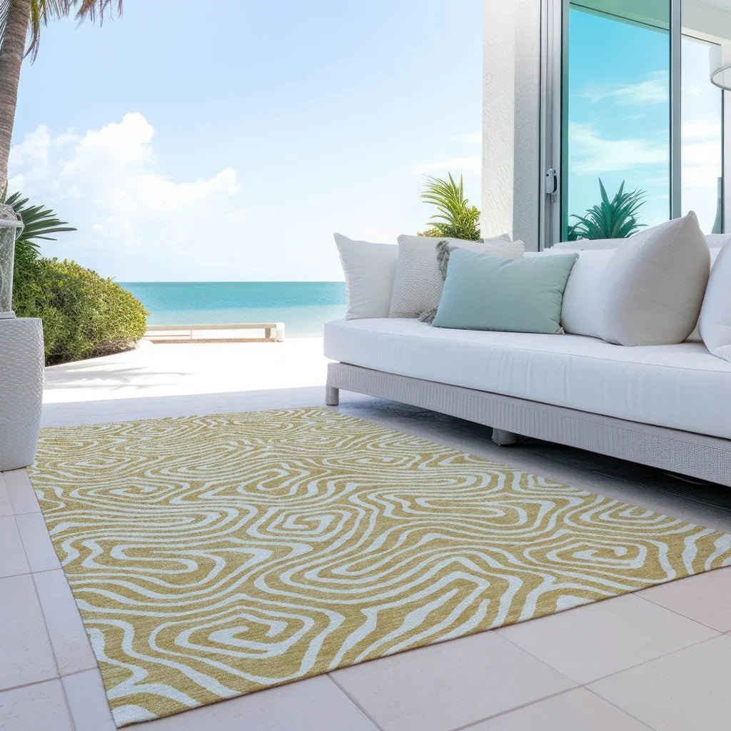 LOOMLAN Rugs Evalora Gold Washable Indoor-Outdoor Rug