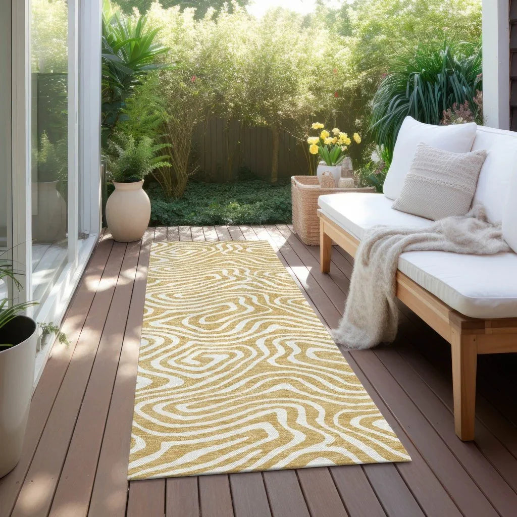 LOOMLAN Rugs Evalora Gold Washable Indoor-Outdoor Rug