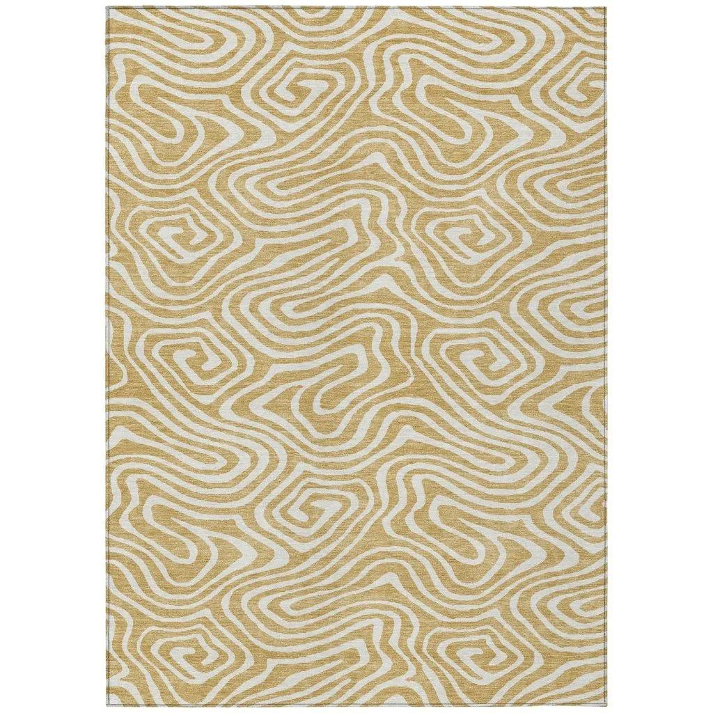 LOOMLAN Rugs Evalora Gold Washable Indoor-Outdoor Rug
