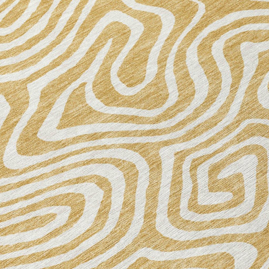 LOOMLAN Rugs Evalora Gold Washable Indoor-Outdoor Rug