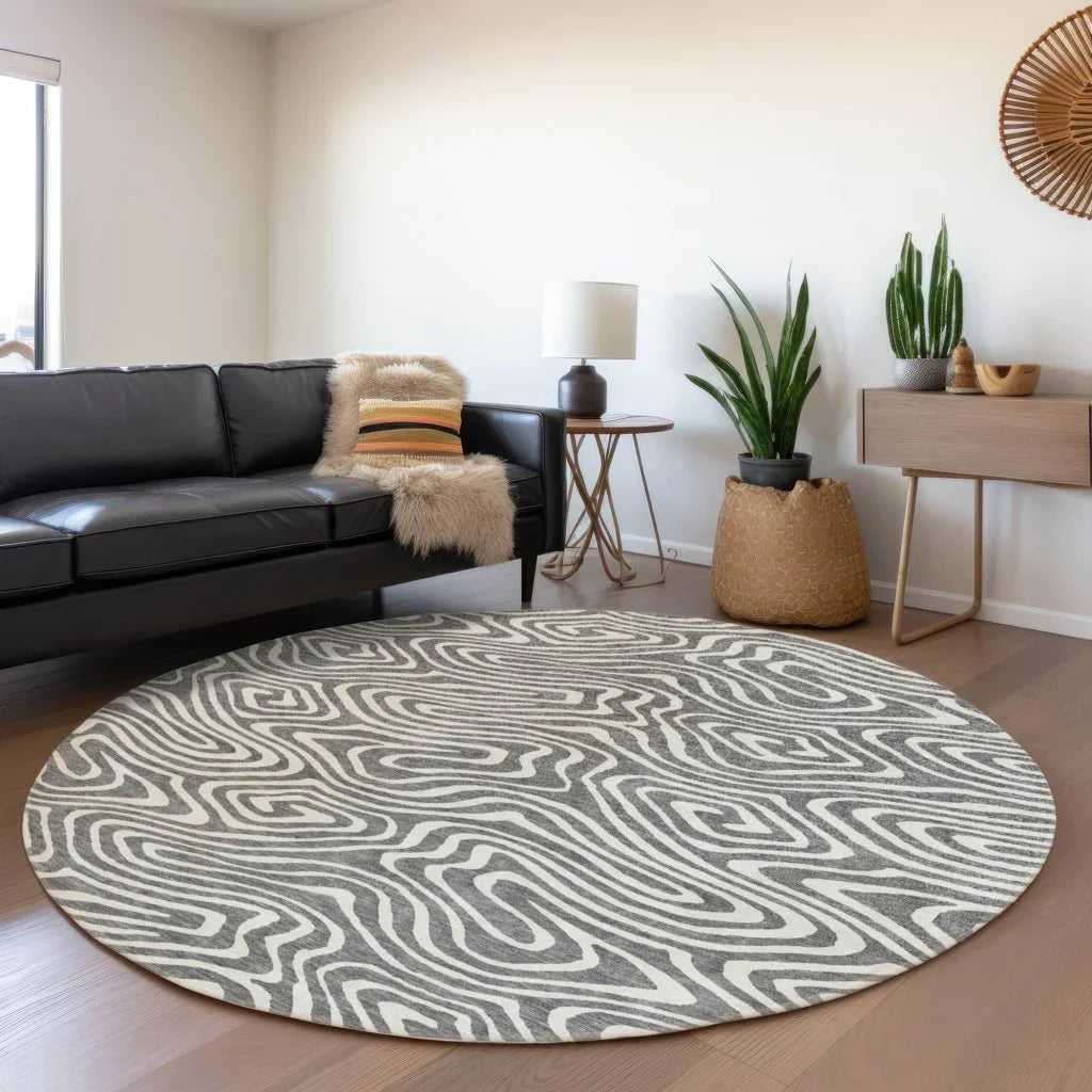 LOOMLAN Rugs Evalora Gray Washable Indoor-Outdoor Rug
