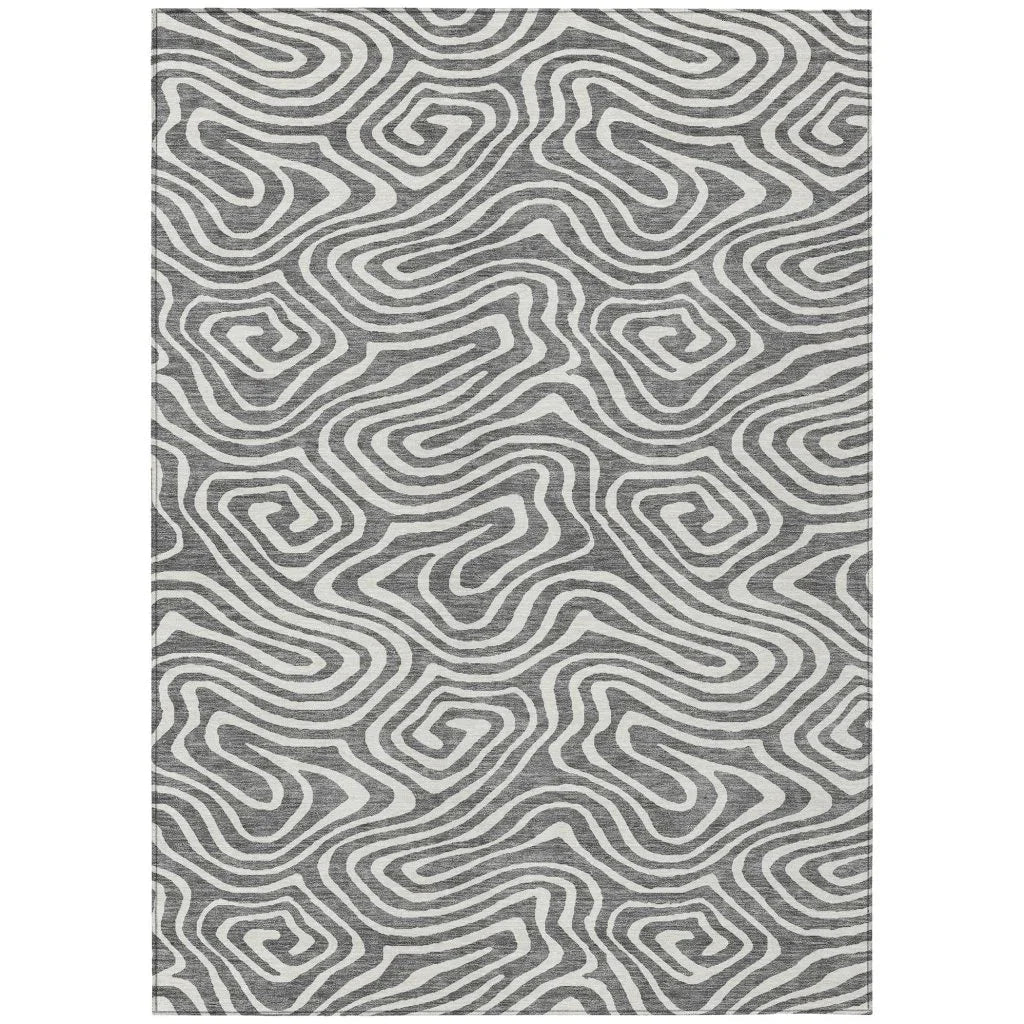 LOOMLAN Rugs Evalora Gray Washable Indoor-Outdoor Rug