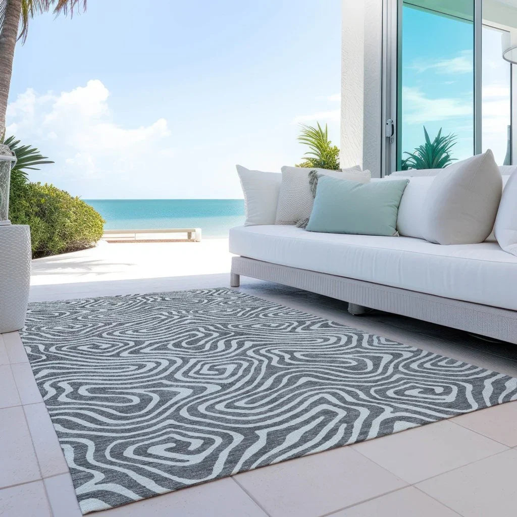 LOOMLAN Rugs Evalora Gray Washable Indoor-Outdoor Rug