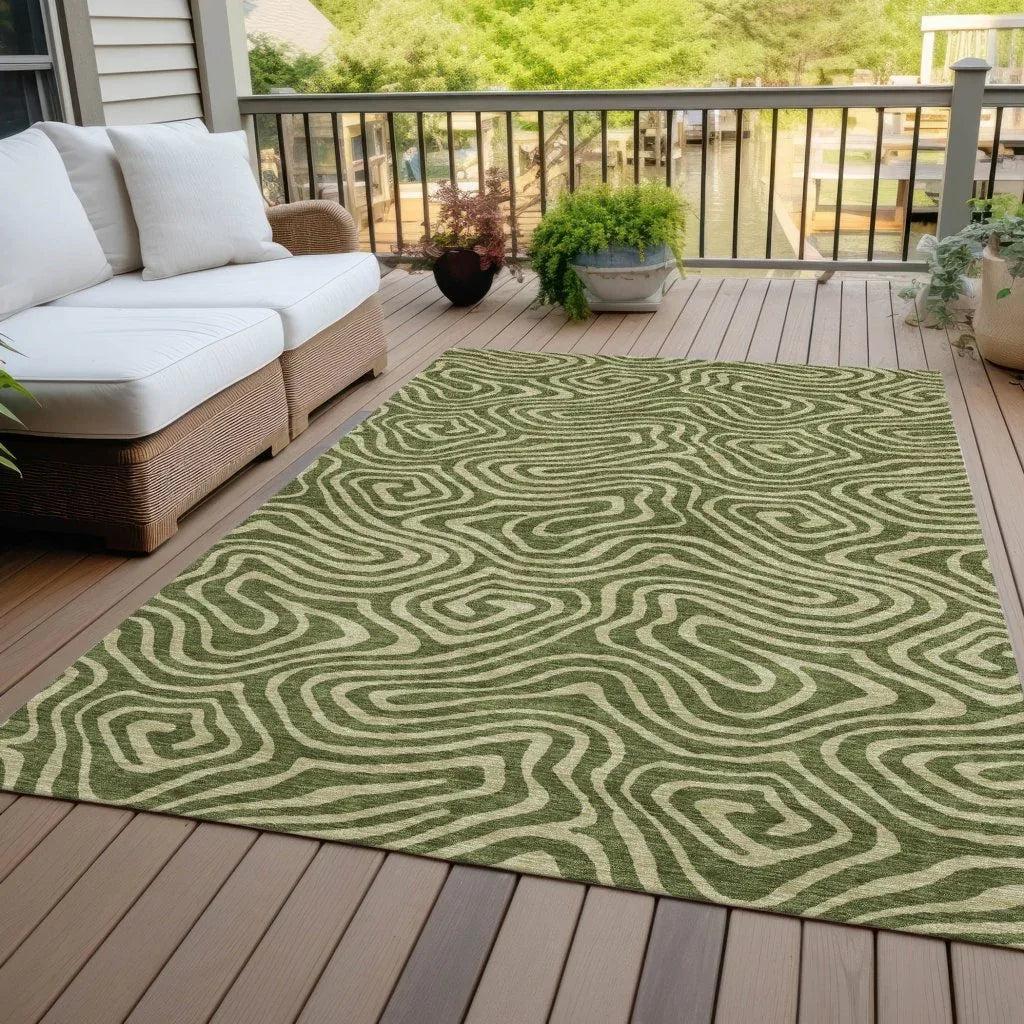 LOOMLAN Rugs Evalora Green Washable Indoor-Outdoor Rug