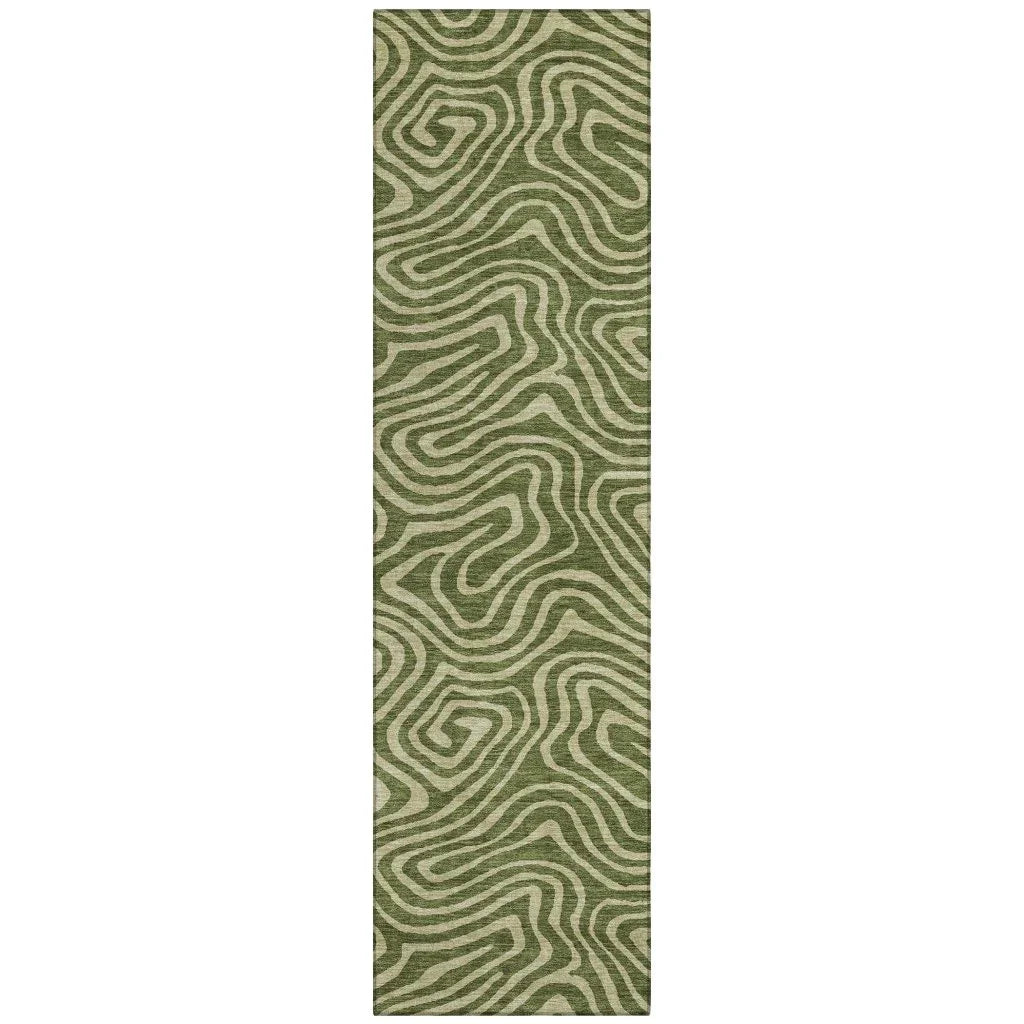 LOOMLAN Rugs Evalora Green Washable Indoor-Outdoor Rug