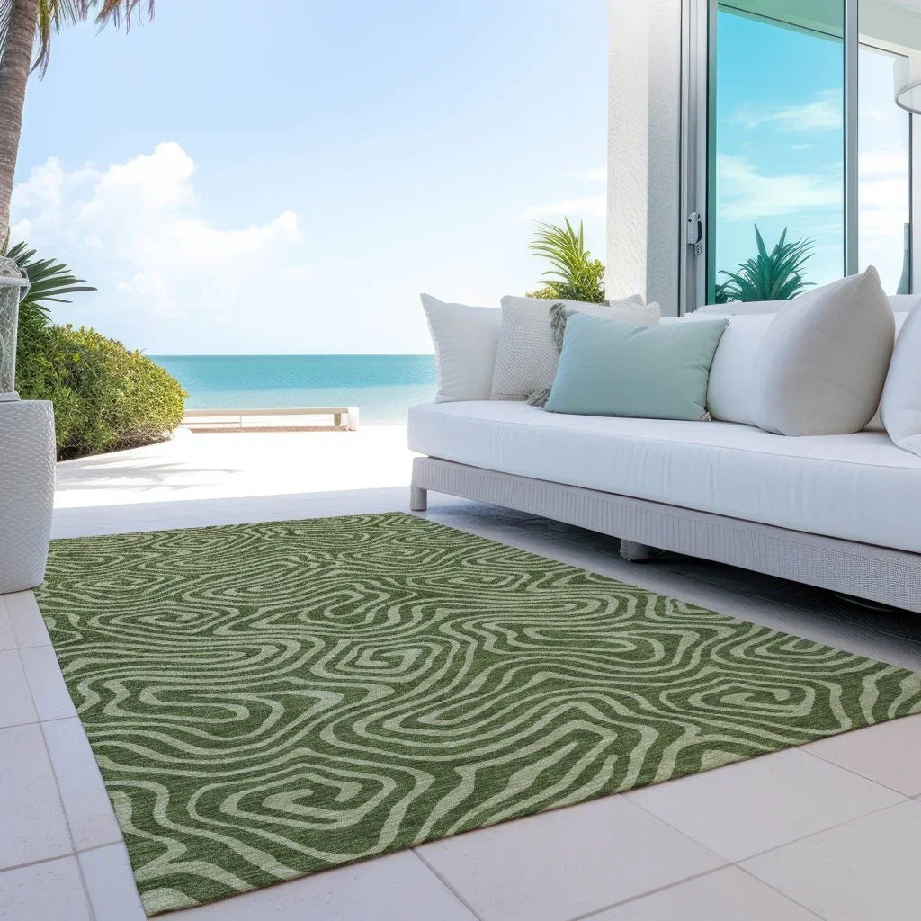 LOOMLAN Rugs Evalora Green Washable Indoor-Outdoor Rug