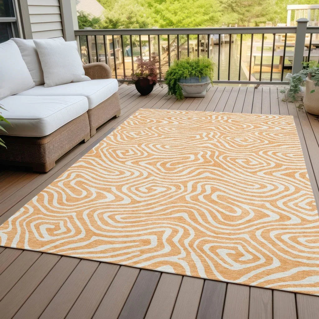 LOOMLAN Rugs Evalora Orange Washable Indoor-Outdoor Rug