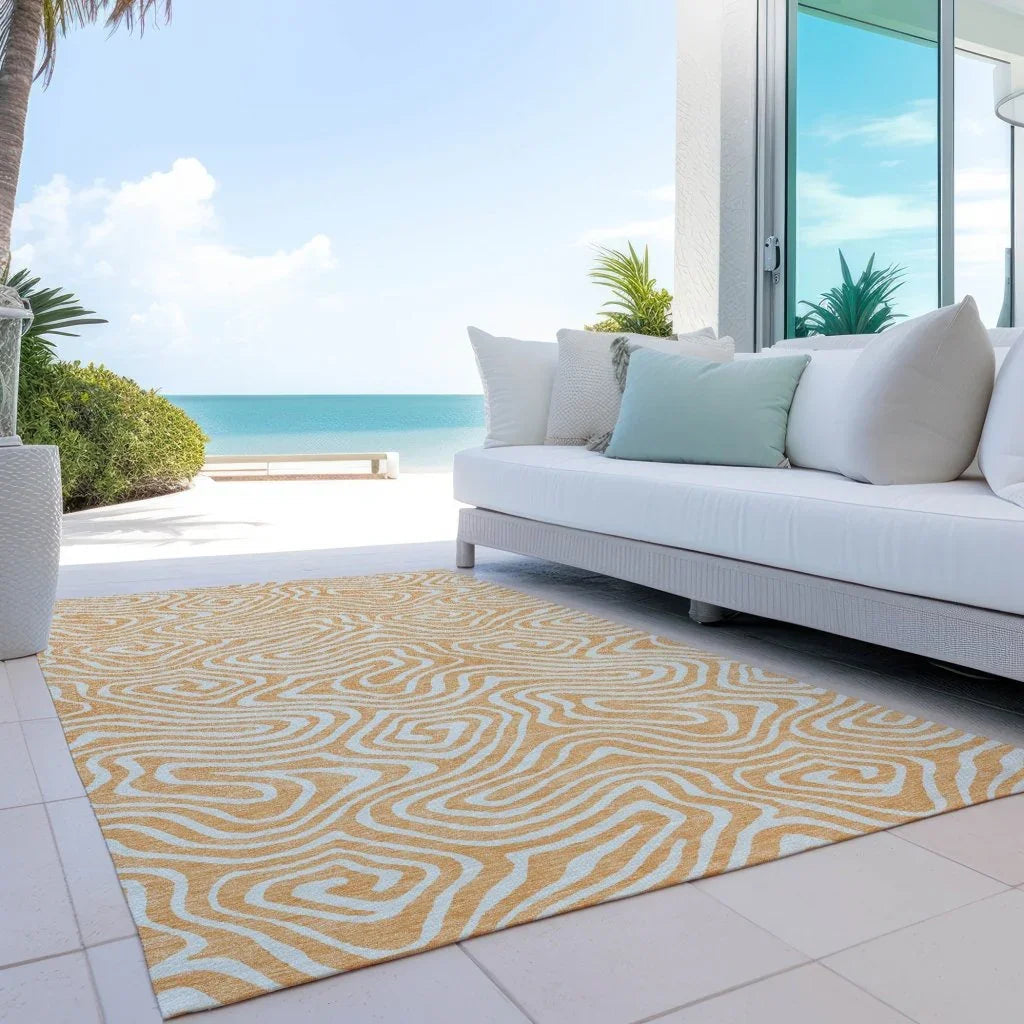 LOOMLAN Rugs Evalora Orange Washable Indoor-Outdoor Rug