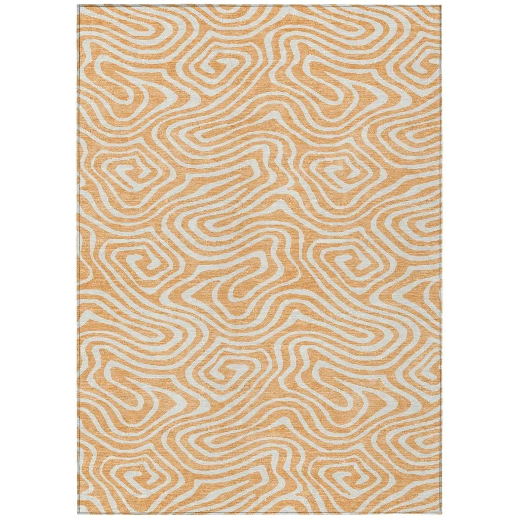 LOOMLAN Rugs Evalora Orange Washable Indoor-Outdoor Rug