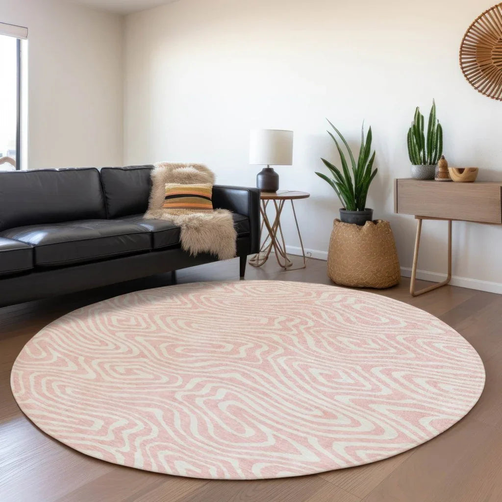 LOOMLAN Rugs Evalora Pink Washable Indoor-Outdoor Rug