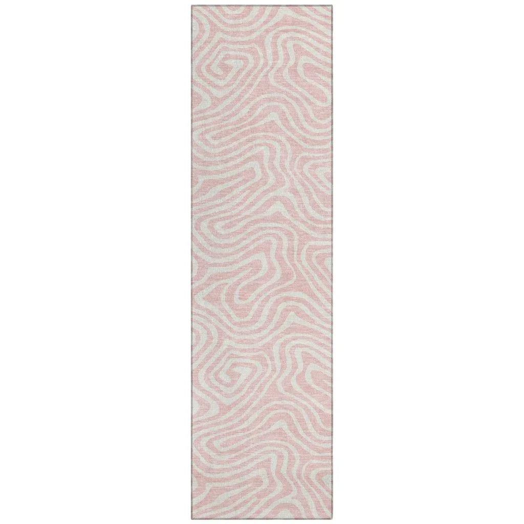 LOOMLAN Rugs Evalora Pink Washable Indoor-Outdoor Rug
