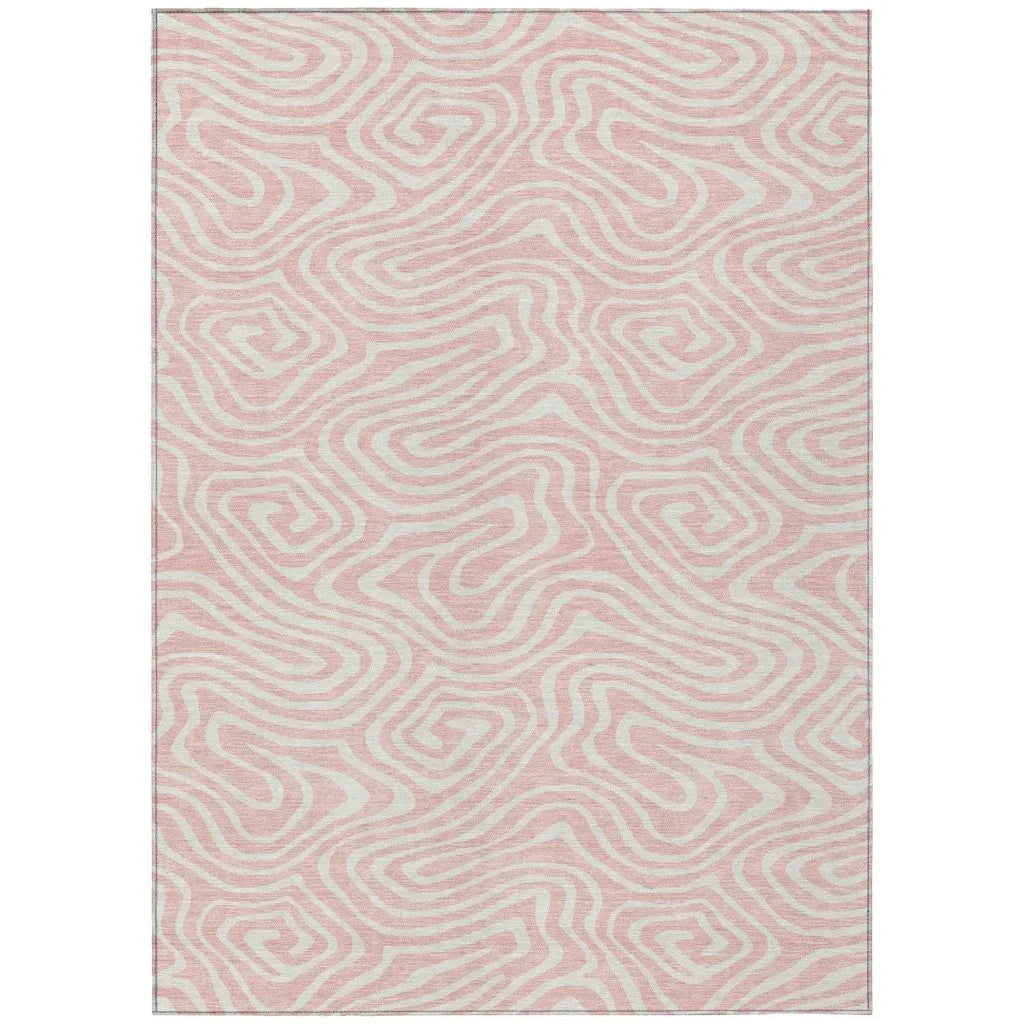 LOOMLAN Rugs Evalora Pink Washable Indoor-Outdoor Rug