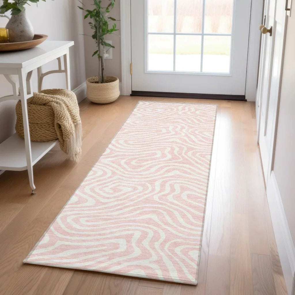 LOOMLAN Rugs Evalora Pink Washable Indoor-Outdoor Rug