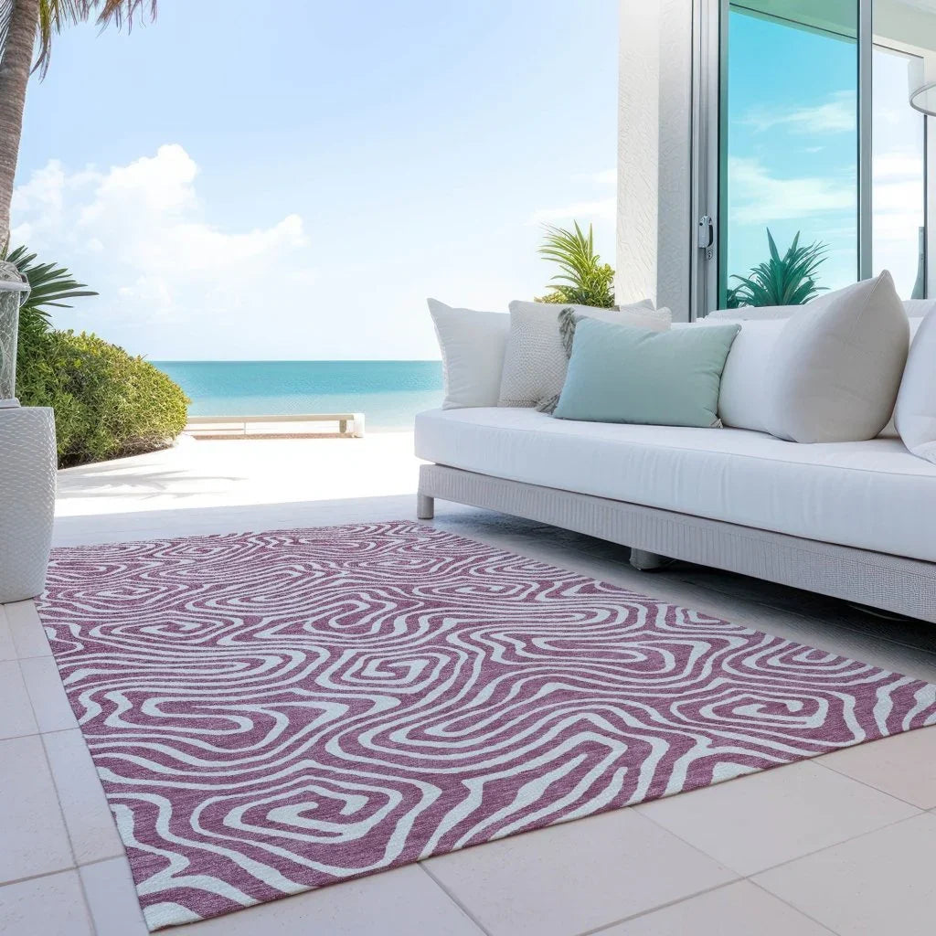LOOMLAN Rugs Evalora Purple Washable Indoor-Outdoor Rug