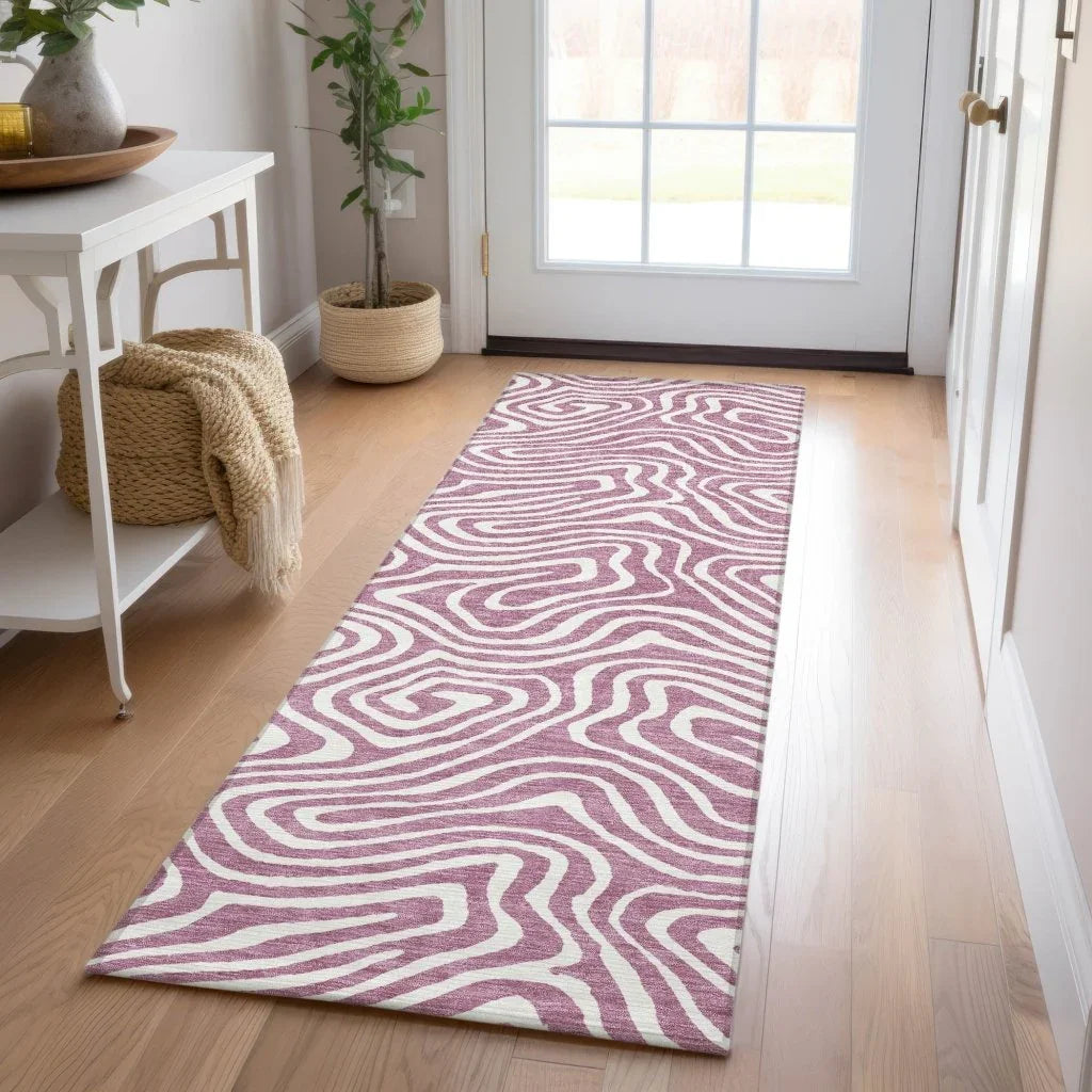 LOOMLAN Rugs Evalora Purple Washable Indoor-Outdoor Rug