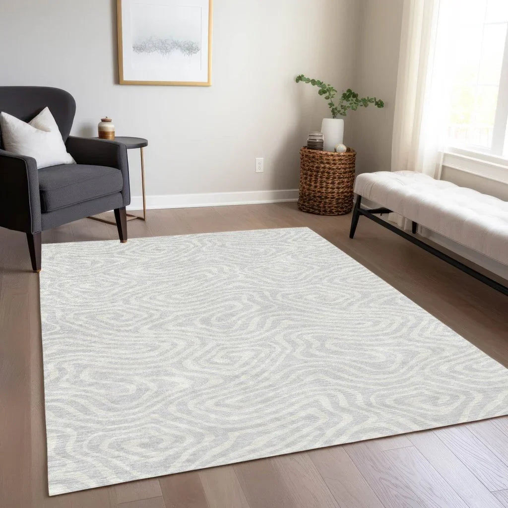 LOOMLAN Rugs Evalora Silver Washable Indoor-Outdoor Rug