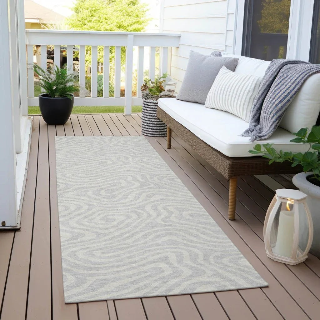 LOOMLAN Rugs Evalora Silver Washable Indoor-Outdoor Rug