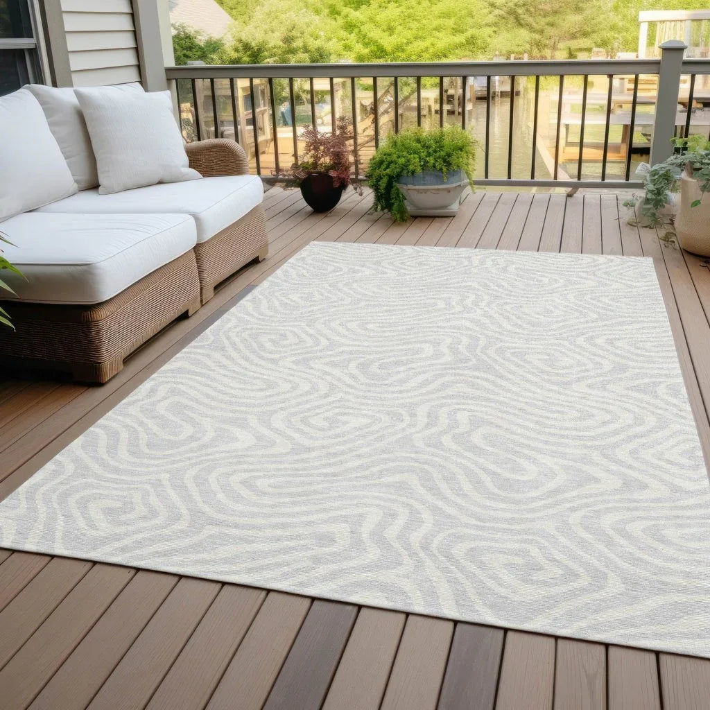 LOOMLAN Rugs Evalora Silver Washable Indoor-Outdoor Rug