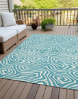 LOOMLAN Rugs Evalora Teal Washable Indoor-Outdoor Rug