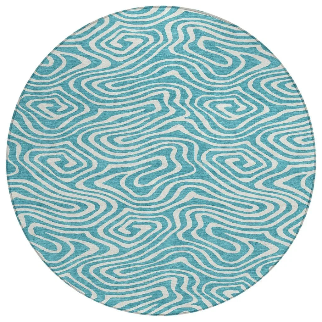 LOOMLAN Rugs Evalora Teal Washable Indoor-Outdoor Rug