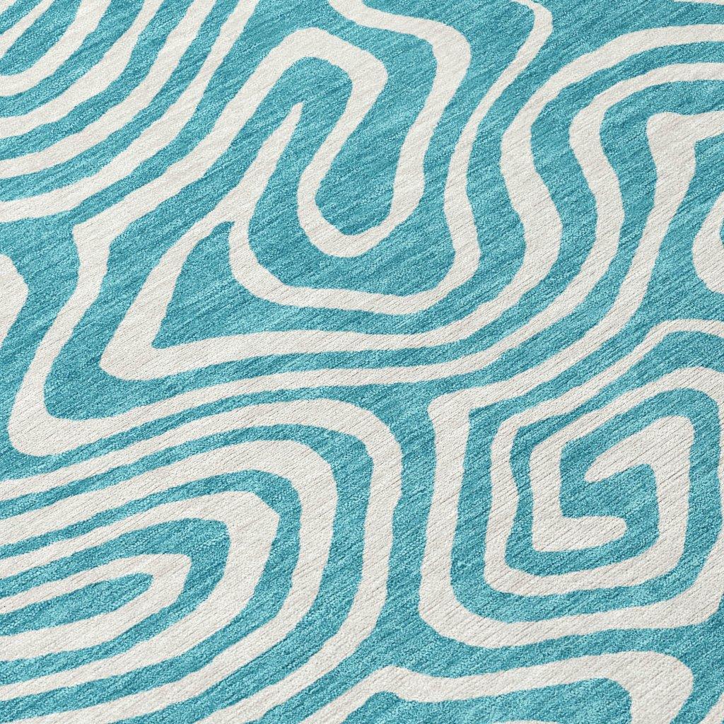 LOOMLAN Rugs Evalora Teal Washable Indoor-Outdoor Rug