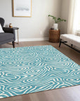 LOOMLAN Rugs Evalora Teal Washable Indoor-Outdoor Rug